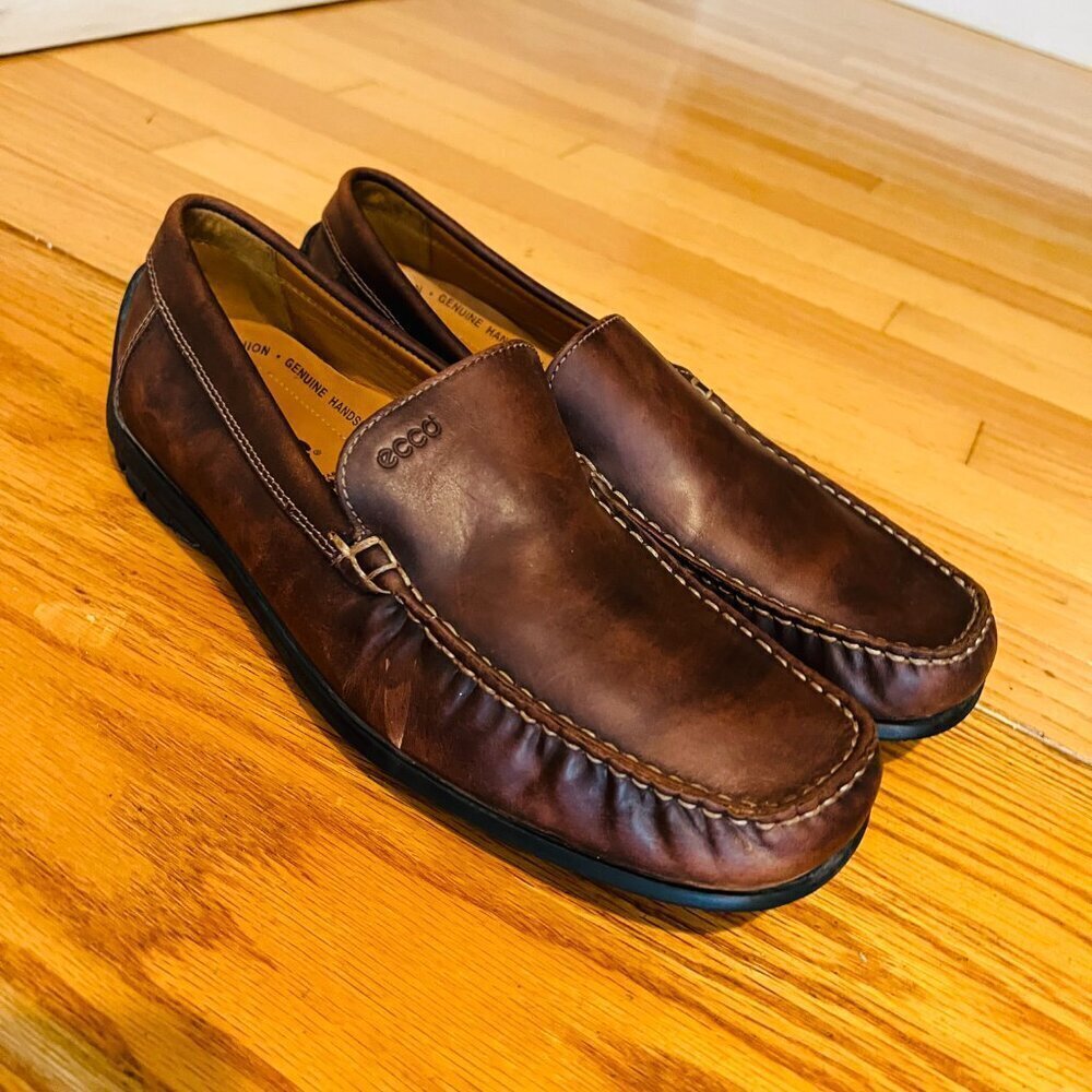 Men's ECCO Brown Leather Loafers Size 42 US 8.5 - Picture 9 of 16